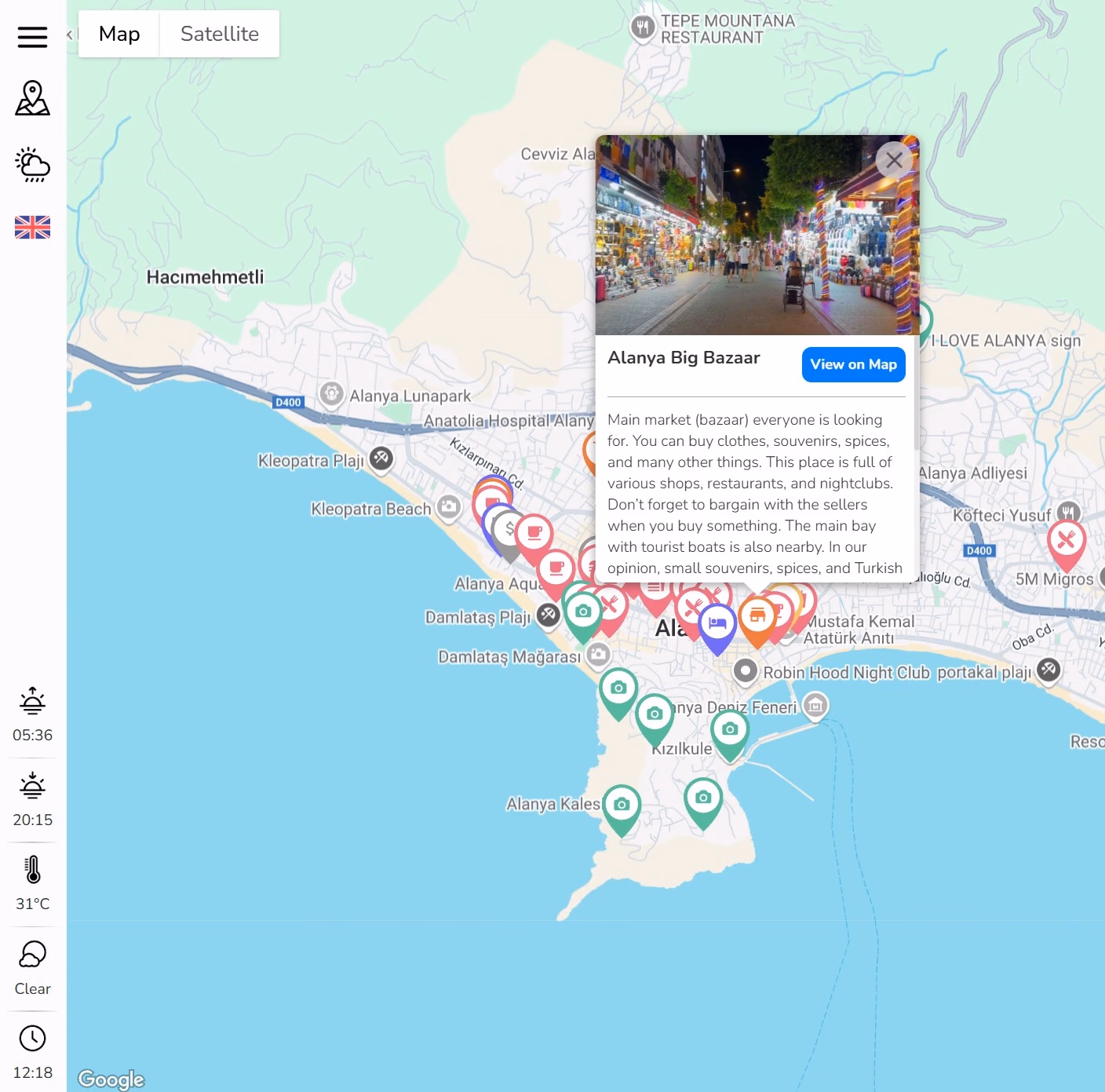 alanya map and travel guide (alanya haritası)