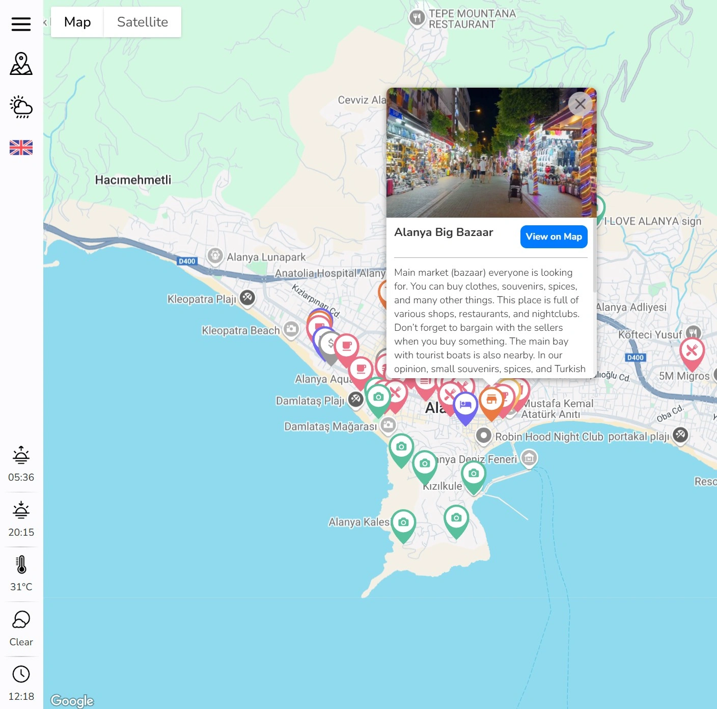 alanya map and travel guide (alanya haritası)
